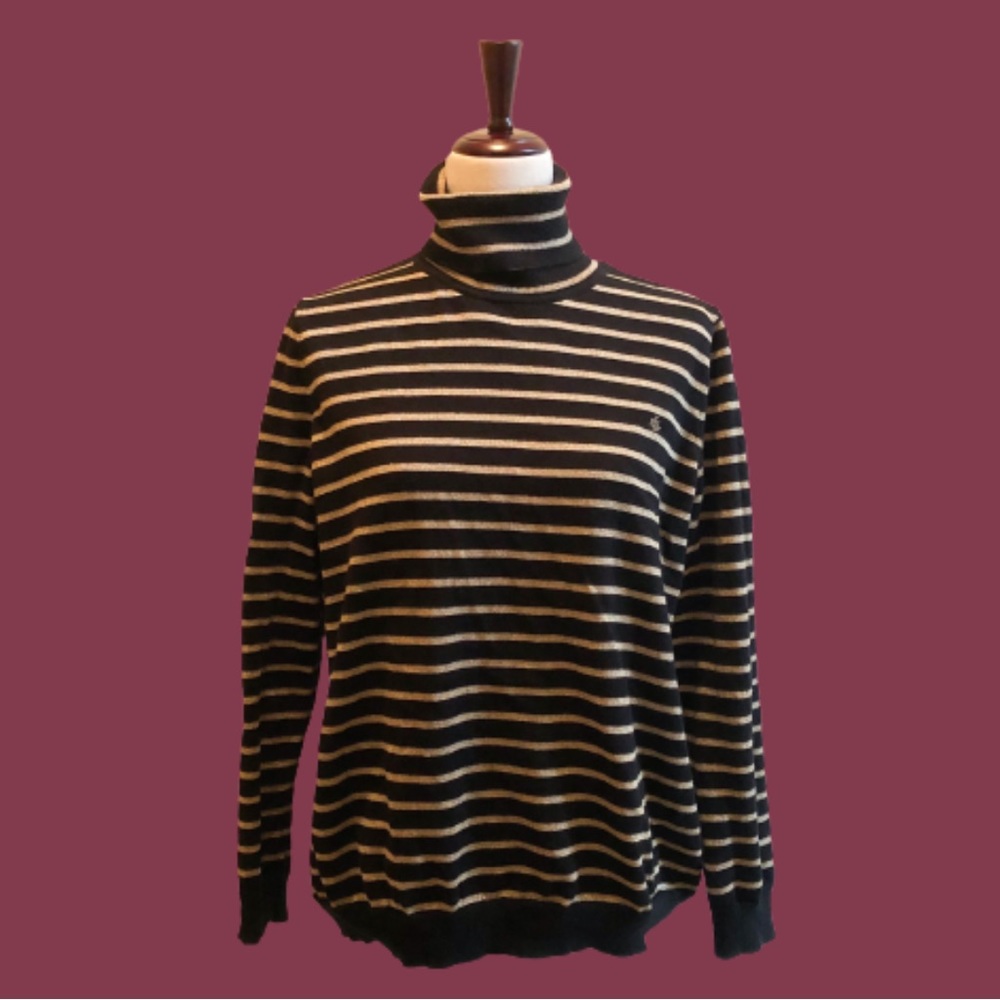Vintage black & metallic gold Lauren Ralph Lauren turtleneck sweater old money